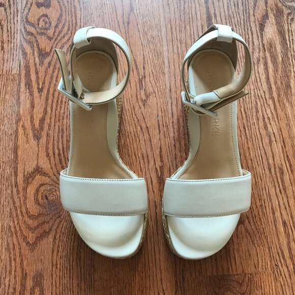 NEW Marion Parke Betsy Wedge Sandals Espadrilles Womens 36 6 Ivory Leather NIB - Picture 3 of 9